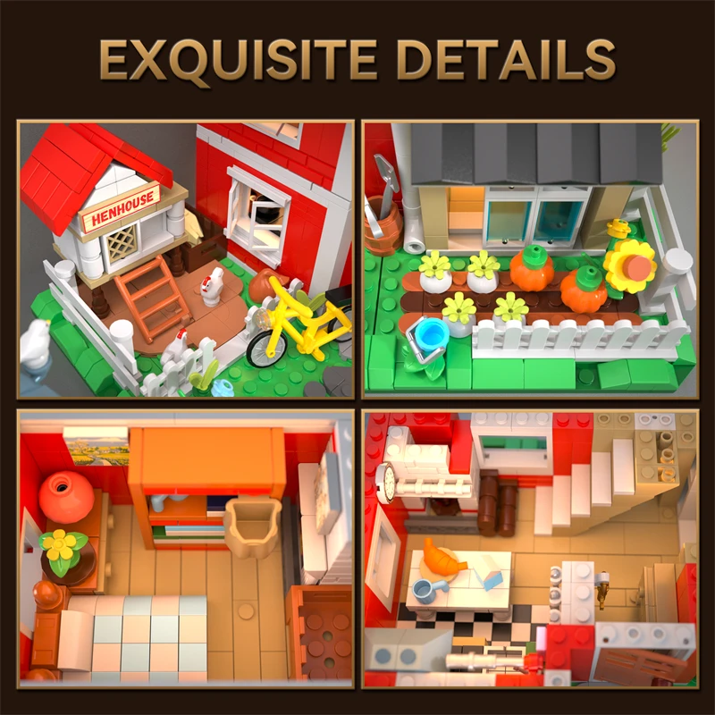 Zestaw klocków do budowania wiejskiego domku wiejskiego domku kurnika architektura montażu zabawki prezent urodzinowy dla dzieci