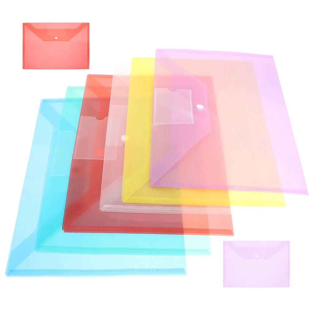 

8pcs A4 File Folders Plastic Document Bags with Snap Button Clear Hanging Pockets for Office School Supplies Storage