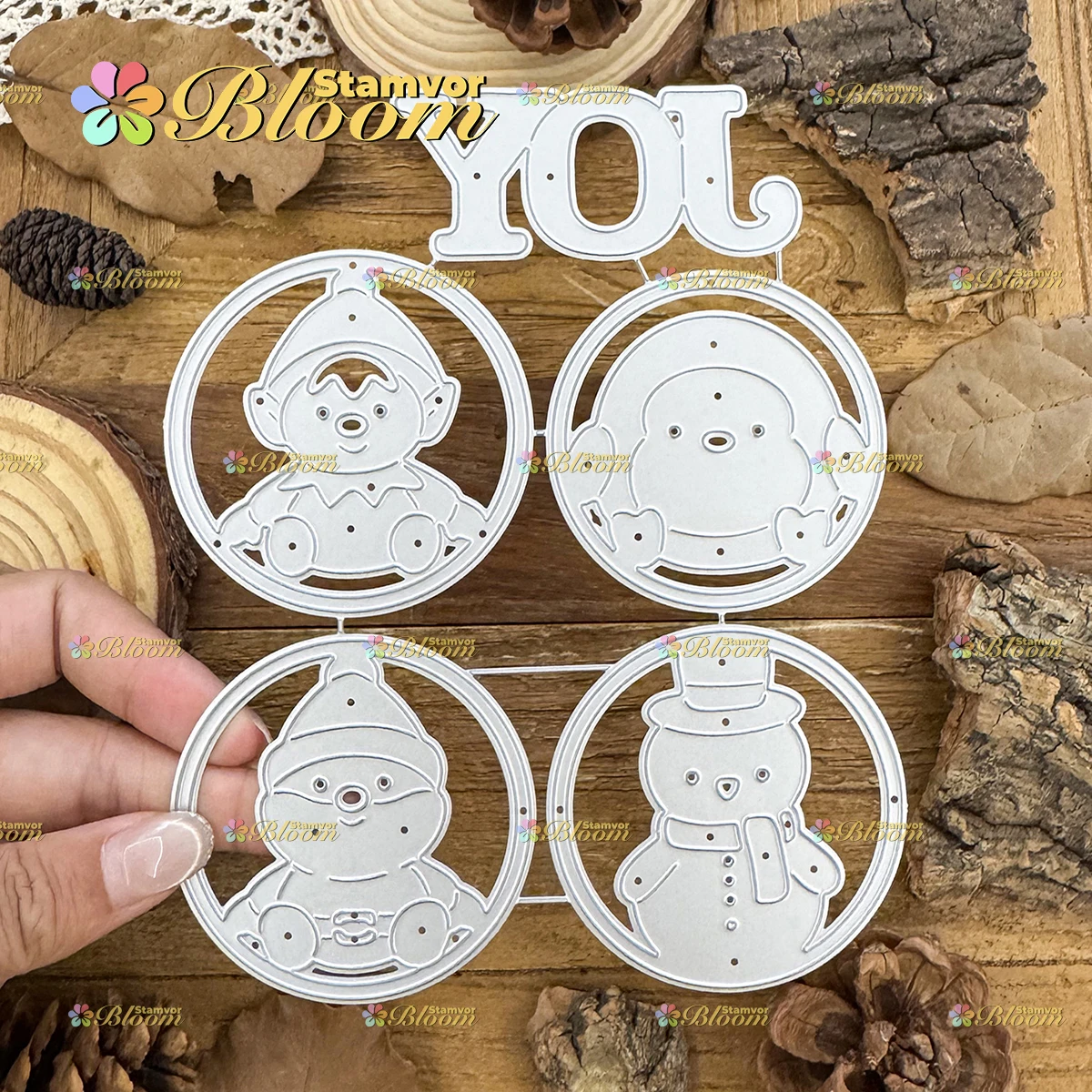 Original Lovely Christmas Penguin Snowman Santa Claus Elf Circles Metal Cutting Dies Scrapbooking Decorative Embossing