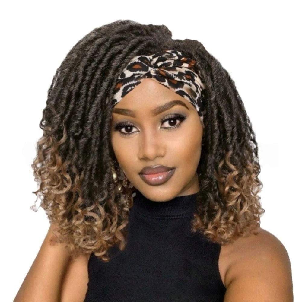 Synthetic Afro Dreadlock Headband Wigs Dreadlock Crochet Hair Wig Ombre Color Synthetic Fiber Hair Wigs Low Temperature Hair Wig