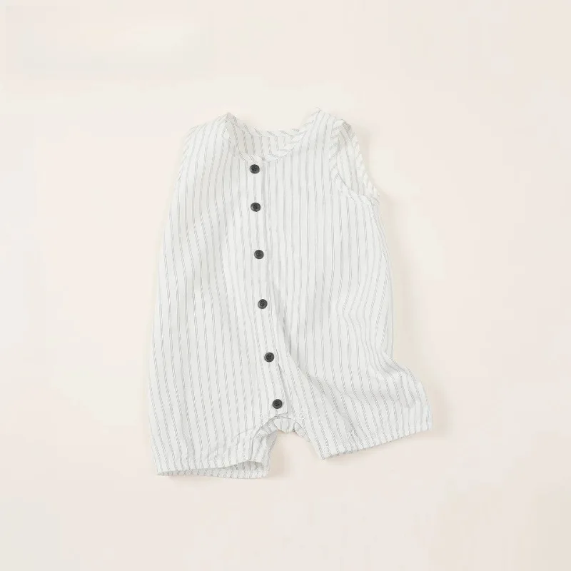 

Summer 2026 Baby Sleeveless Romper Cotton Striped Breathable Newborn Infant Comfort Thin Jumpsuit One Piece Playsuit