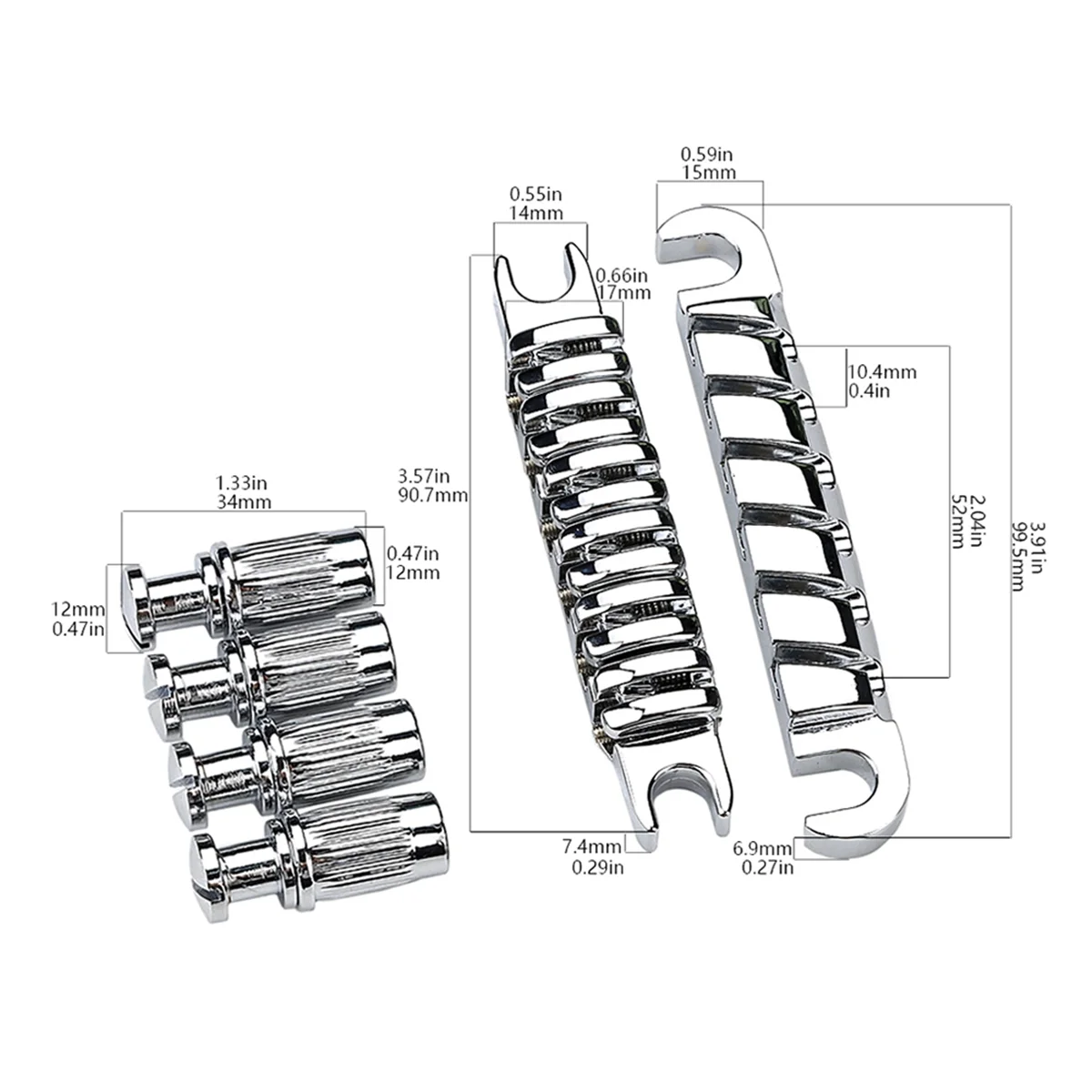 Guitarra elétrica Bridge + Guitar Stop Bar Tailpiece, âncoras e Studs para LP SG guitarras cromadas