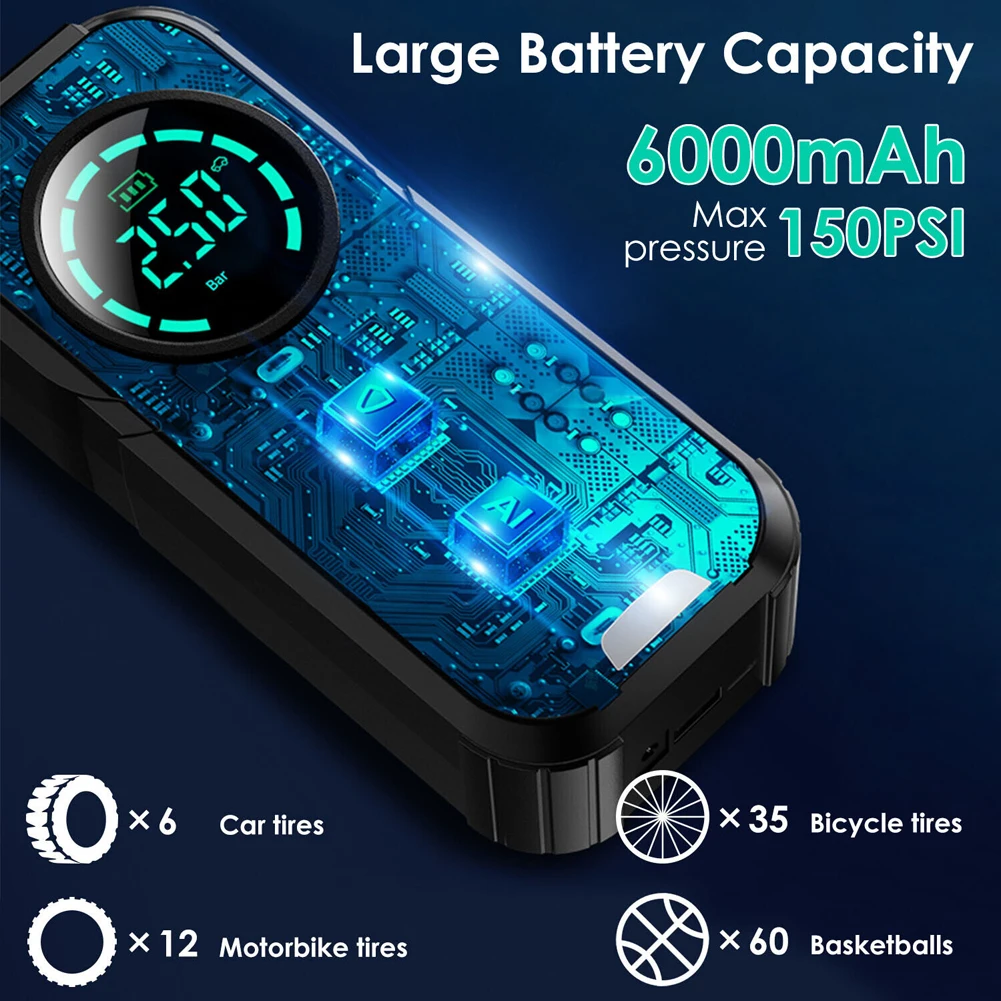 

Портативный автомобильный воздушный компрессор 12 В 100 Вт, электрический накачиватель шин, электрический воздушный насос, беспроводной воздушный компрессор для велосипедных шариков