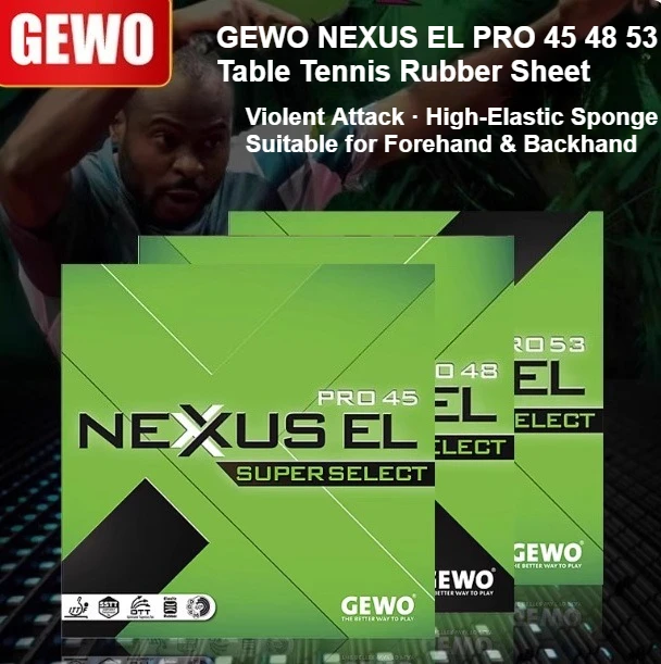 GEWO NEXUS EL PRO 45 48 53 Green Table Tennis Rubber Sheet With 2.2mm Cake High-Elastic Sponge Suitable for Fast Attack & Loop