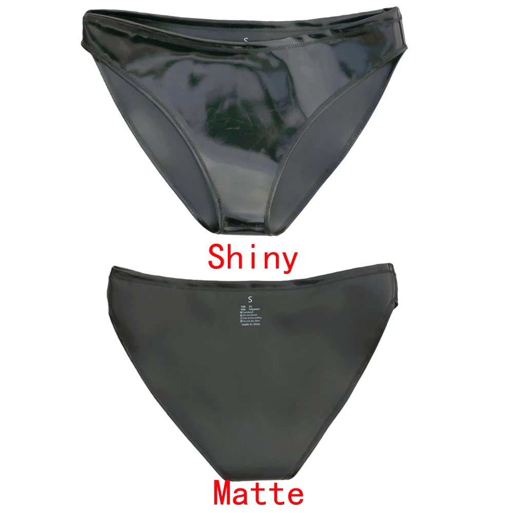 Sexy Women Double Sided PVC Shiny Briefs Underwear PU Faux Latex Tights Briefs G-string Maid Thongs Low Rise Waist Stage Wear