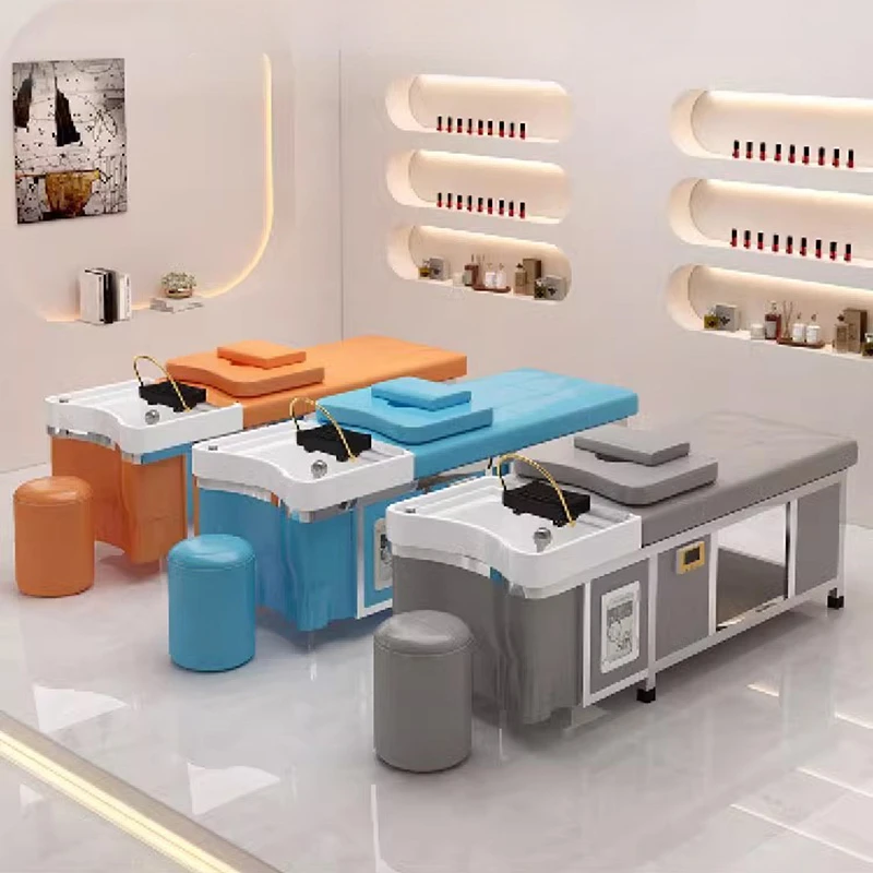 كراسي شامبو إسكندنافية راقية لصالون الحلاقة الحديث بيئة العمل مريحة سرير شامبو أثاث صالون الاستحمام سيلا Peluqueria