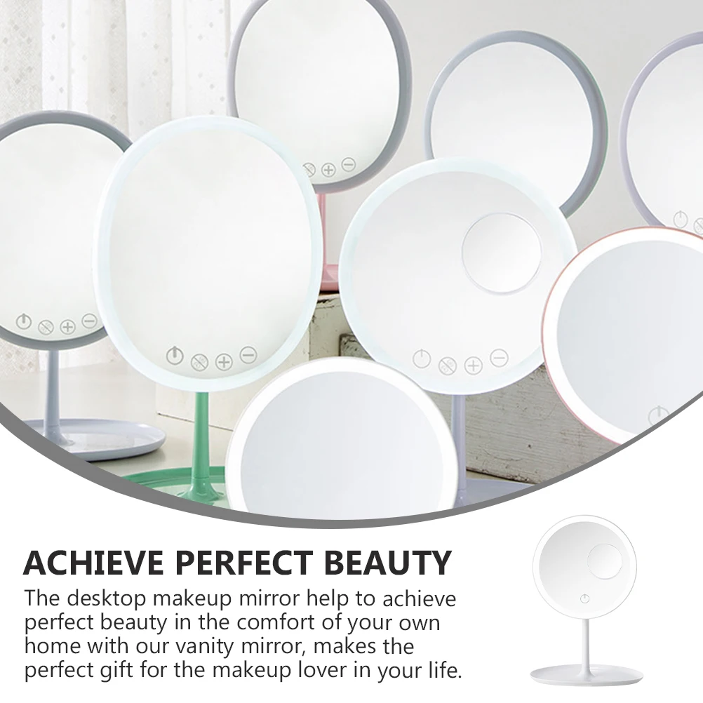 Kosmetik-Make-up-Spiegel, LED-beleuchtet, für Schreibtisch, Badezimmer, Tischspiegel, Glaszubehör, Damen, elektrisch, perfekte Details, Eyeliner