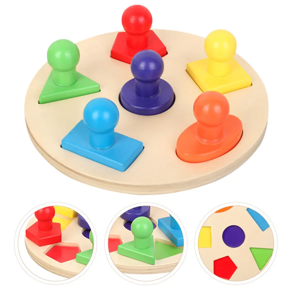 

Набор из 1 шт. Деревянная развивающая доска-головоломка с геометрическими фигурами: высококачественная игра для развития моторики, мышления и творчества у детей, цветная.