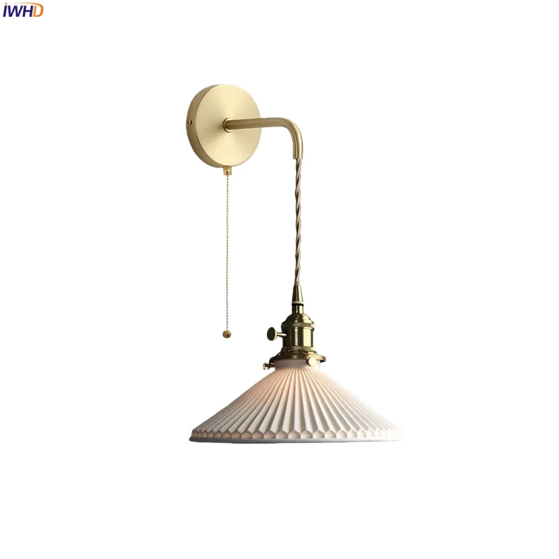 Lampy ścienne LED w stylu nordyckim, nowoczesne, miedziane ramię, biała ceramika, regulowane, do kuchni, salonu, lampara pared