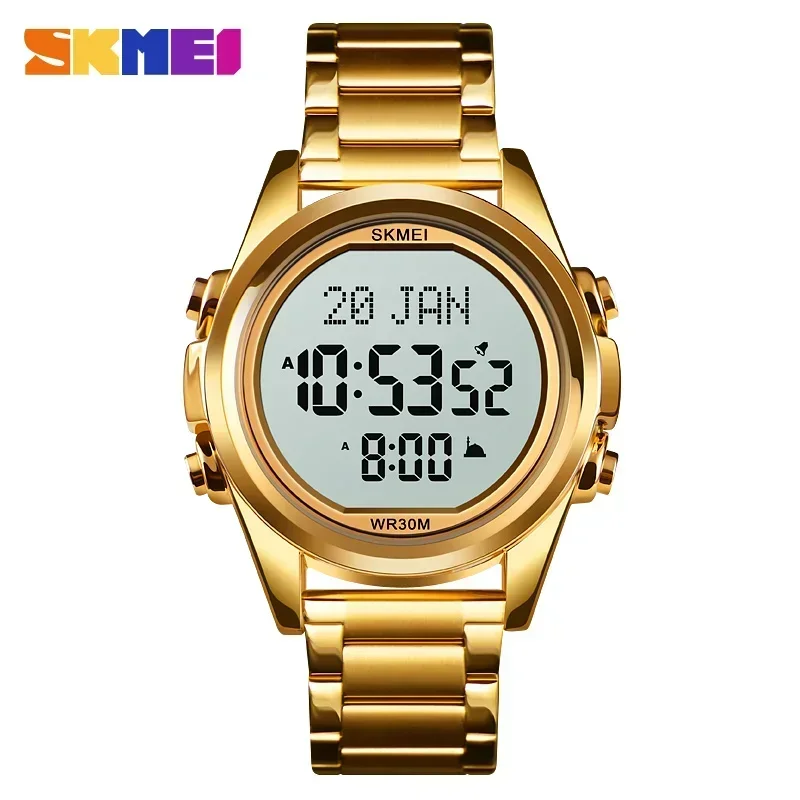 SKMEI 1667 Watch for Men Sport Waterproof Mens Digital Wristwatches Pilgrmage Qibla Direction Religious Month Day Hijri Calendar