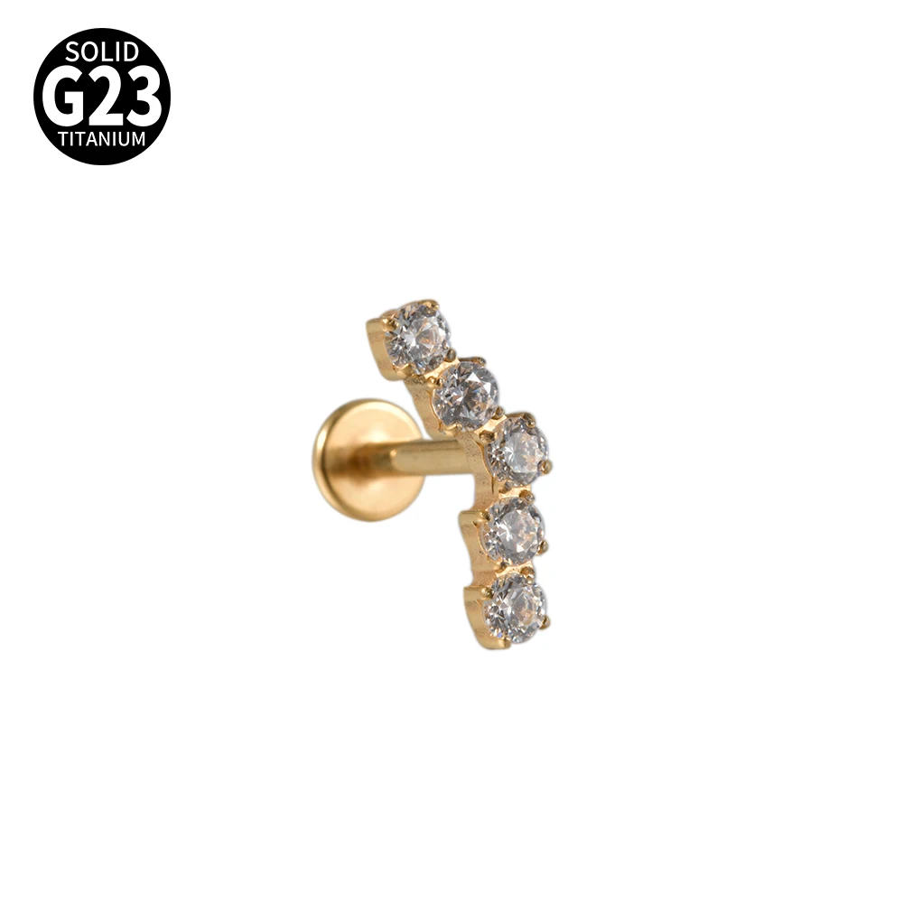 G23 Solid Titanium CZ Flower Moon Cartilage Earring