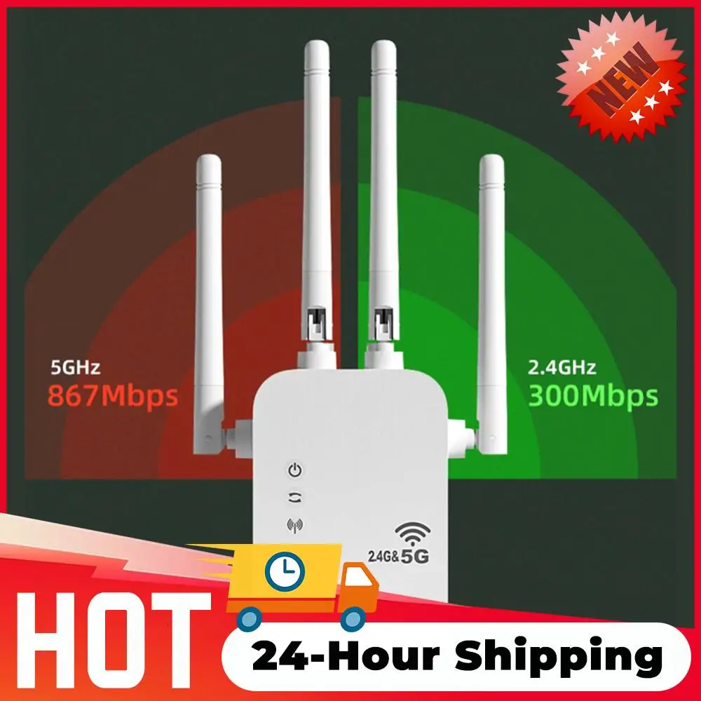 

Усилитель Wi-Fi сигнала 1200/300 Мбит/с, расширитель сети 2.4G/5G, 4 антенны, беспроводной маршрутизатор