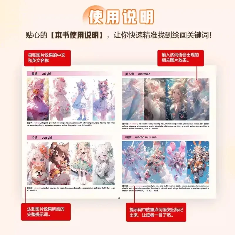 AI Beauty Figure Painting Keyword Atlas Midjourney Tutorial AIGC Comic Character painting Book Bilingual Chinese and English