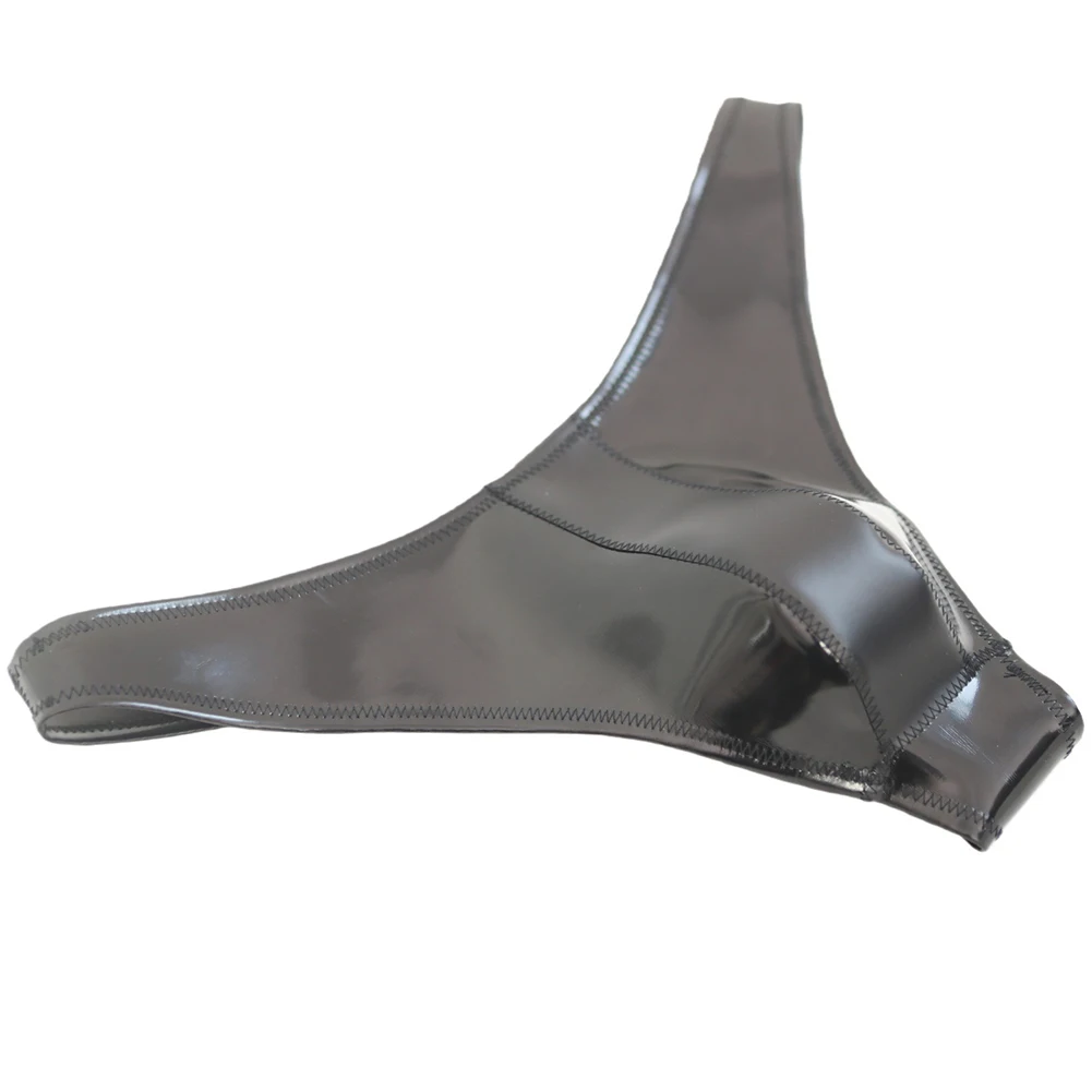 

Мужское нижнее белье: глянцевые латексные трусы-брифы из лакированной кожи с U-образным вырезом, низкой посадкой, мужские интимные шорты