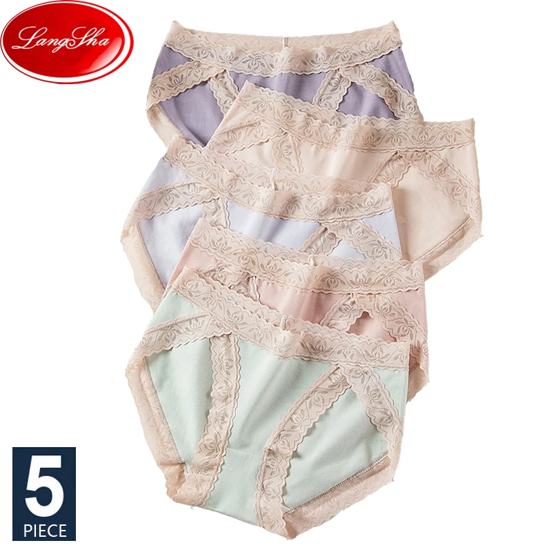 

5PCS/Set Sexy Lace Panties Women Cotton Underwear Cute Girls Breathable Briefs Low Waist Pantys Seamless Female Lingerie M-XL