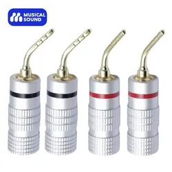 Musical Sound 4PCS Closed Screw 24K Gold Plated Speaker Plug Connectors for Speaker Wire Hifi Banana Adapter Connector