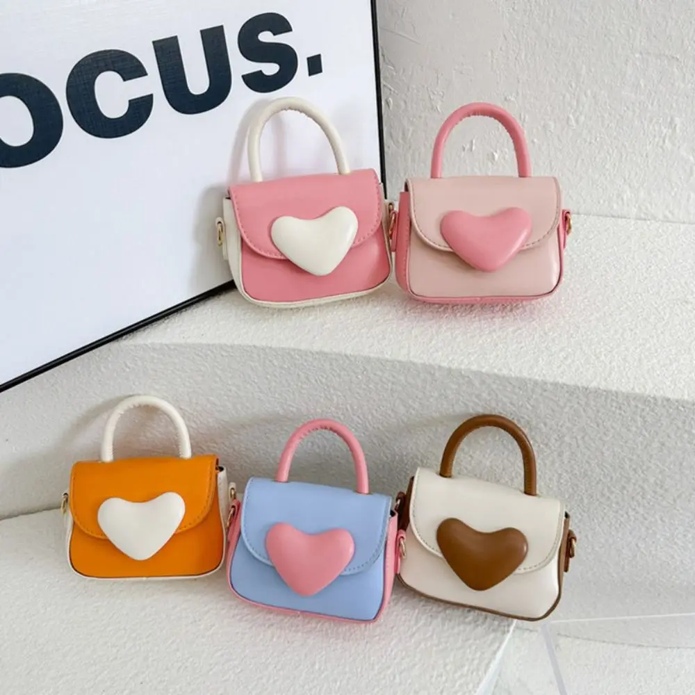 

Sweet PU Leather Small Crossbody Bag Patchwork Color Messenger Bag Children's Cute Bag Handbag Coin Purse Mini Lipstick Bag Kids