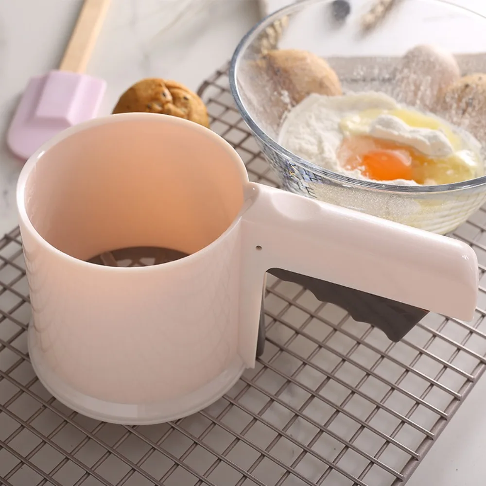 Professional Semi-automatic Handheld Flour Sifter Plastic with Scale Flour Filter Fine Mesh Manual Baking Sieve Cake