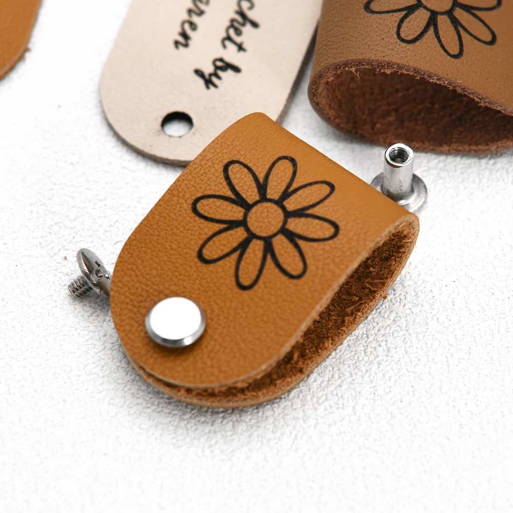 Laser Engraved 0.78x2 inches - Made From Real leather - Leather Labels, Personalized Leather Labels, Custom Leather Tags D501