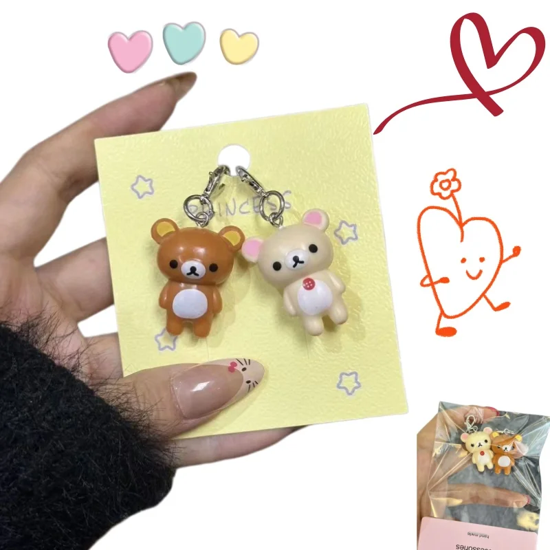 Super Cute Rilakkuma Cartoon Bear Plush Doll & Adorable Keychain Charm — Perfect Gift for Couples on Holidays