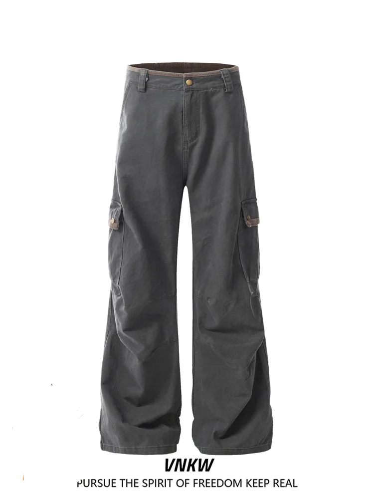 

Американские ретро-брюки свободного кроя, прямые брюки для мужчин и женщин, в стиле High Street, плиссированные широкие брюки-палаццо