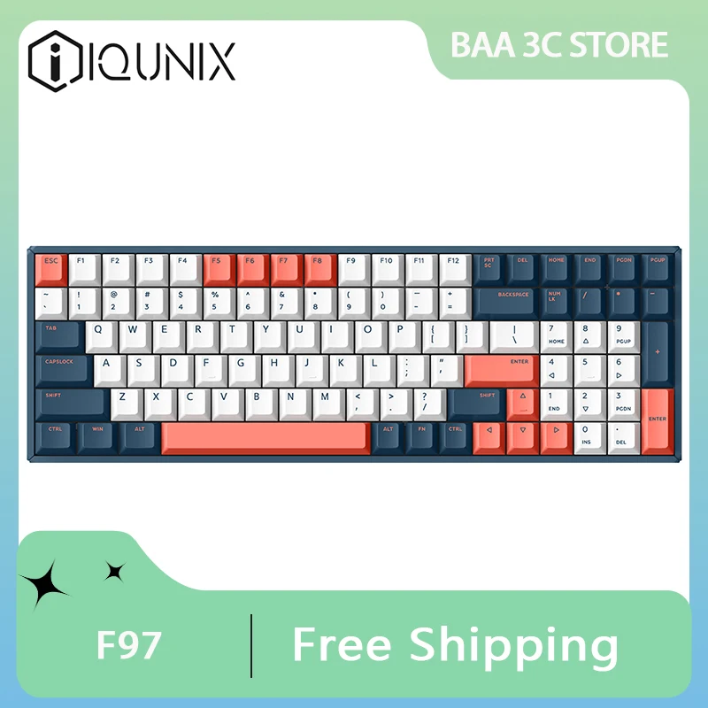 

IQUNIX F97 Mechanical Keyboard Tri Mode Bluetooth Wireless Aluminium Alloy Keyboard Customized Hot Swap Ergonomics Game Office