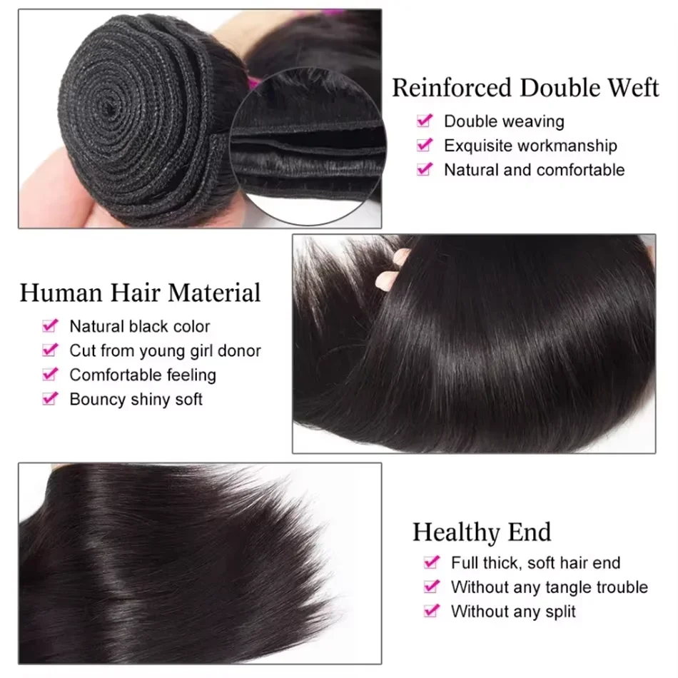 Pacotes de cabelo humano em linha reta brasileiro 100% cabelo humano 36 40 Polegada pacote remy cabelo natural extensões de cabelo humano para mulher