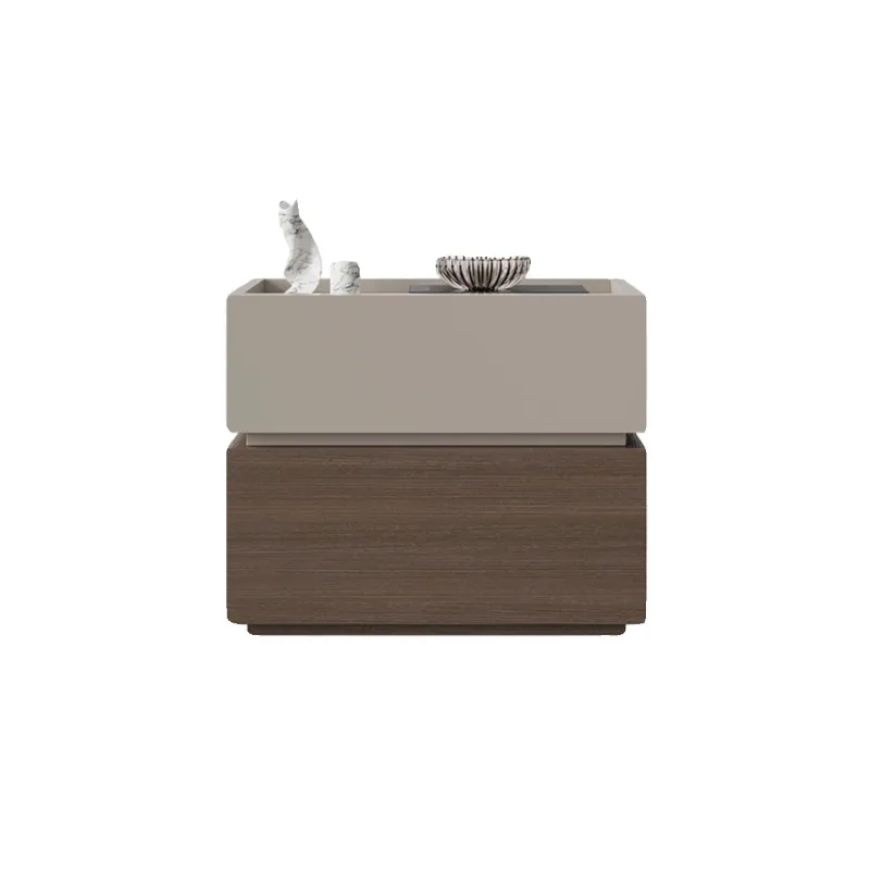 

Walnut solid wood paint-free bedside table, light luxury and high-end, bedroom small bedside storage cabinet