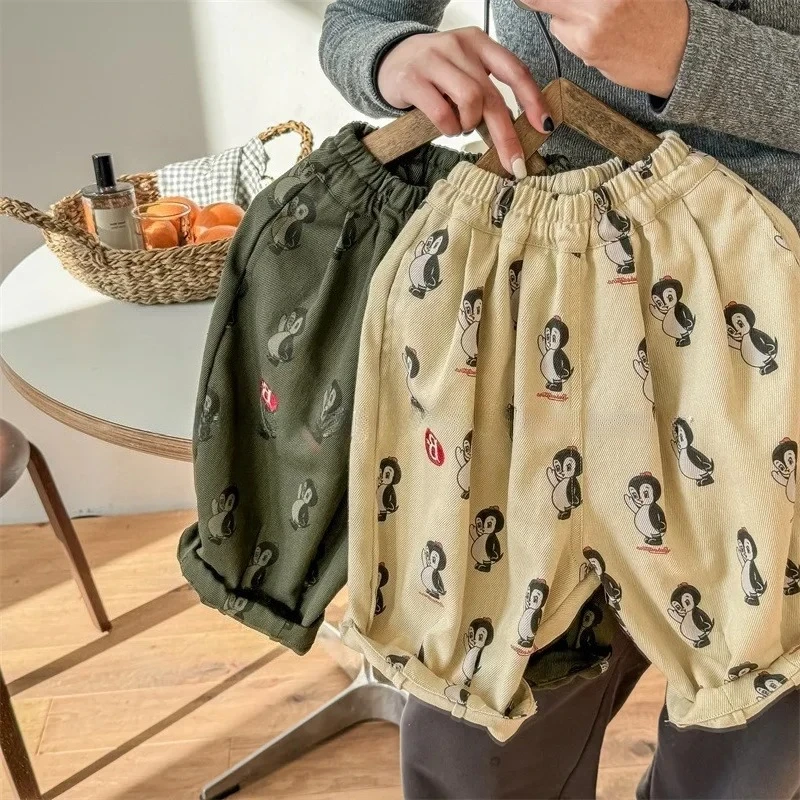 

Autumn Washed Cotton Haren Pants Long Pants Boys and Girls Spring Pants Kid Pant 2025 Autumn Children Wear Children Korean Style