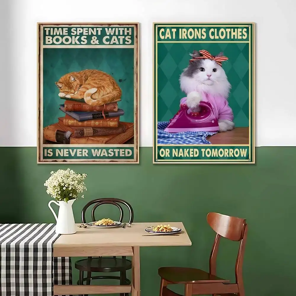 Funny Black Cat Poster HD Quality Wall Art Retro Posters For Home Room Wall Decor Kawaii Room Decor