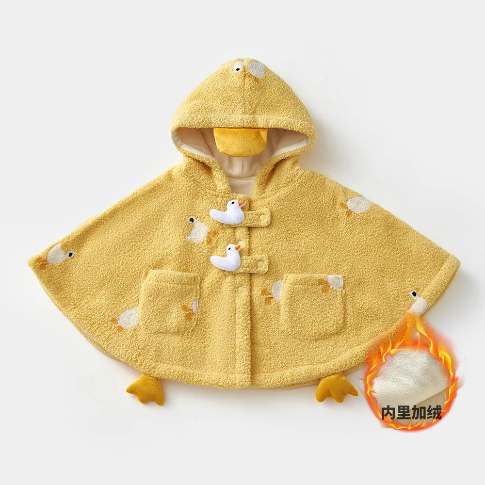 

2025 baby autumn and winter plush cape girl baby 3880 duck duck outside cloak windproof shawl jacket
