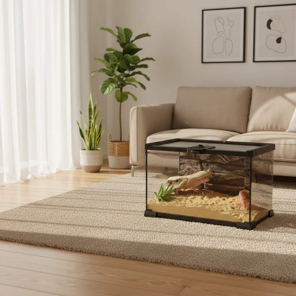 

Rainforest glass container reptile feeding box, no magnetic buckle