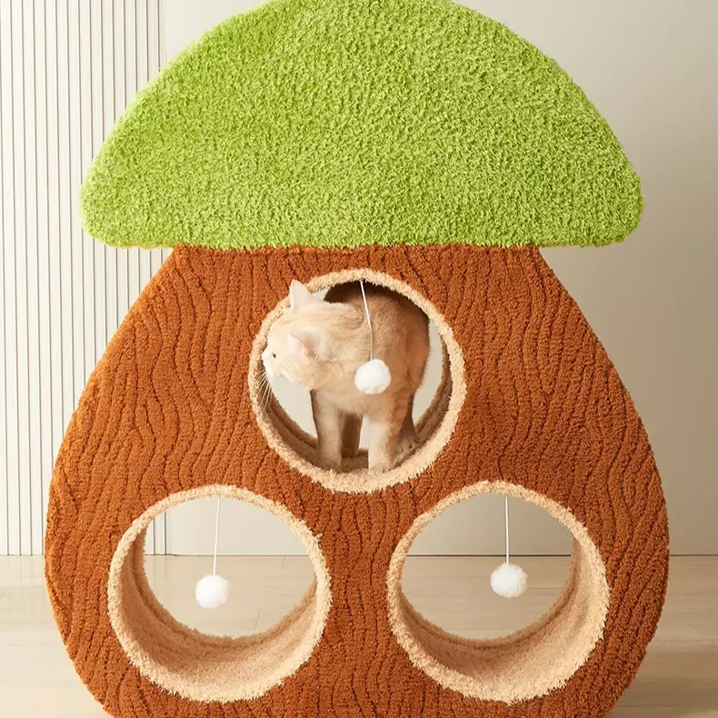 Luxury Multi-Functional Cat Scratching Board Kennel Pet Bed with Tree Hole Design for Playing and Rest Sleeping Cat Nest