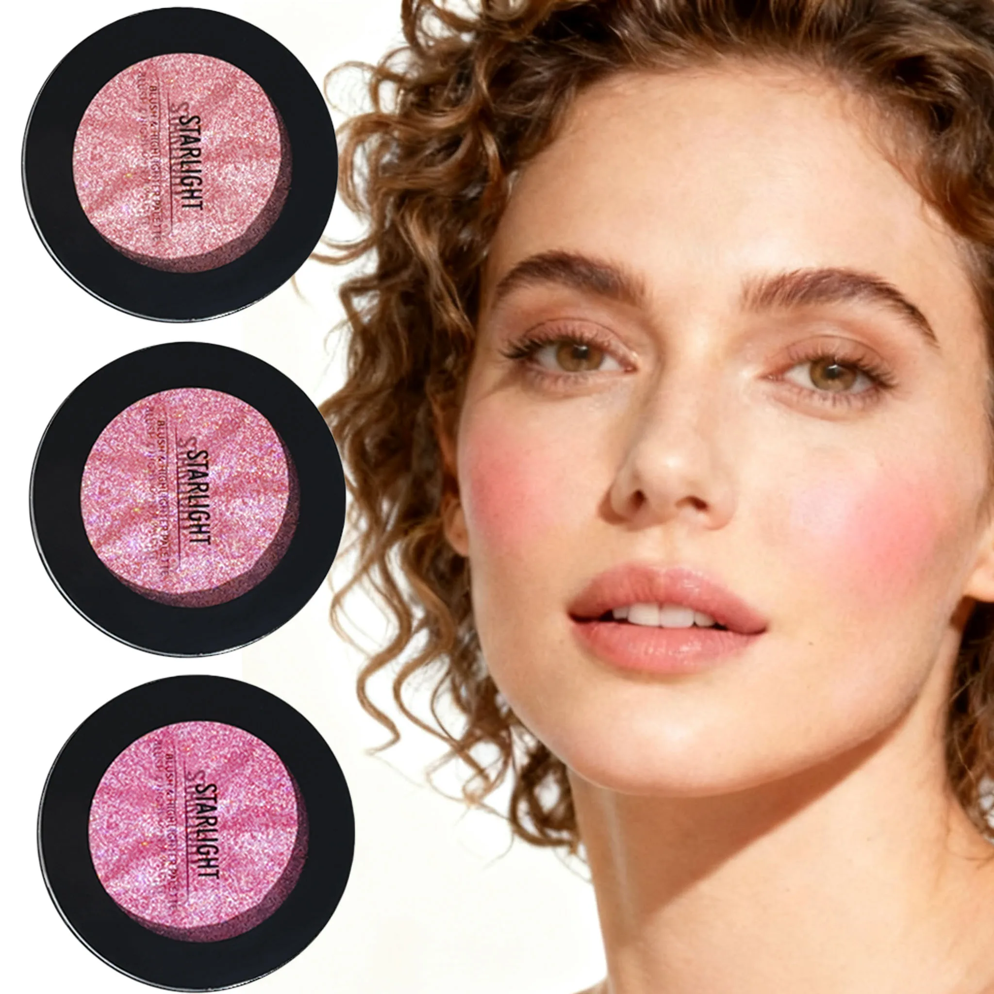 Glam Shimmer Starlight Blush - High-Shine Glitter Finish, Brightens Cheeks for Natural/Glam Makeup, Perfect for Daily/Party