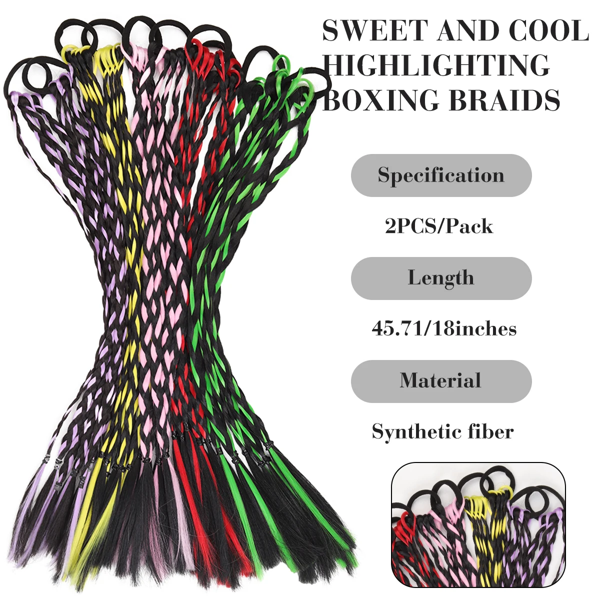 Synthetic twist braids wig women's heat-resistant braided braids ponytail hair extension wig color braids