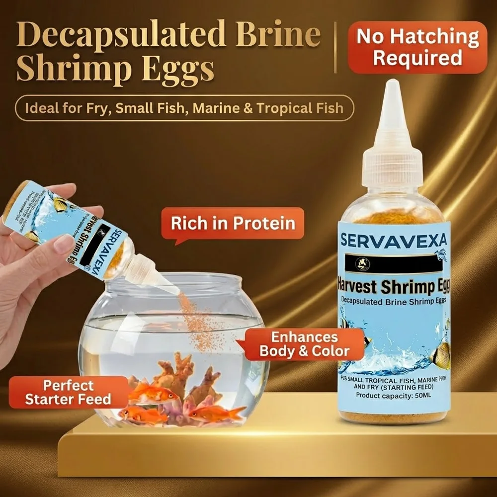 50ml de alimentos para peixes de aquário, ovos de camarão descapsulados, solução de alimentação rica em proteínas para peixes tropicais pequenos recém-nascidos