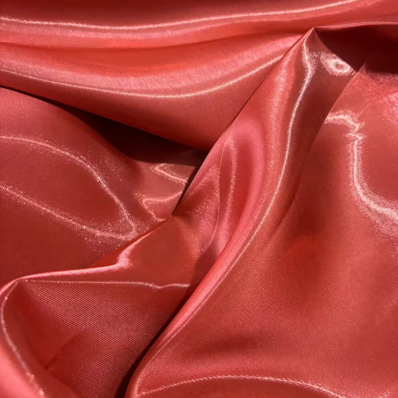 Luxury Glossy Liquid Satin Metallic Fabric Solid Color Crystal Silk Satin Wedding Gift Clothing Designer Fabrics Textile