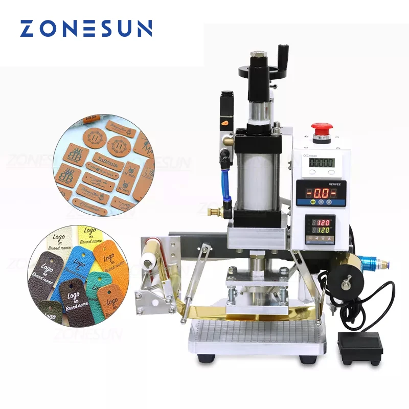 

ZONESUN Pneumatic Hot Stamping Machine Digital Leather PVC Paper Hot Foil Stamping Bronzing Embossing Machine Heat Press Machine