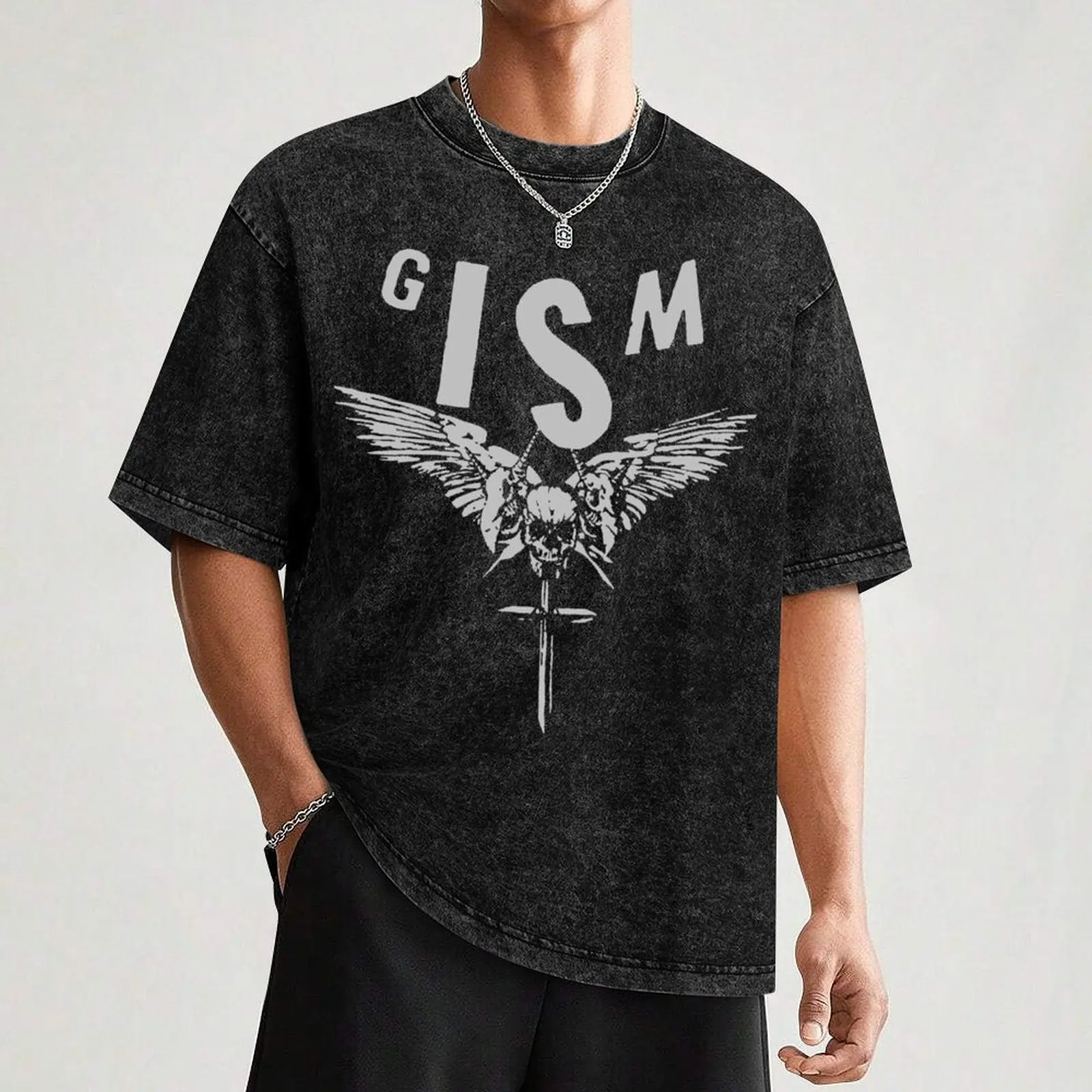 Gism- Japanese Punk T-Shirt Basic Tee Shirt for Everyday Outfit
