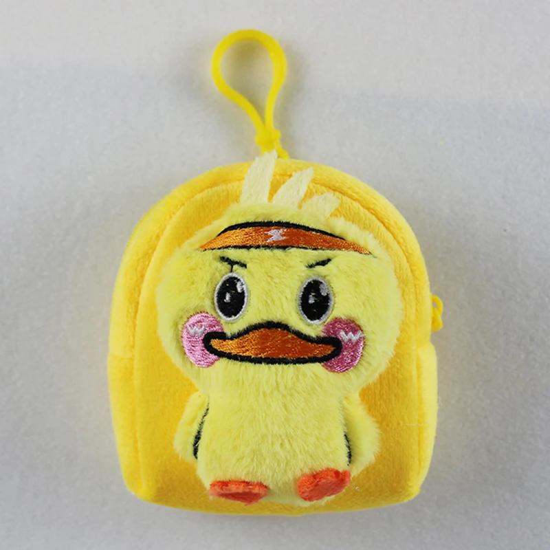 Cartoon Women Plush Little Yellow Duck Zero Wallet Cute Coin Purse Zip Plush Headphone Bag Wallet Storage Bag Key Holder