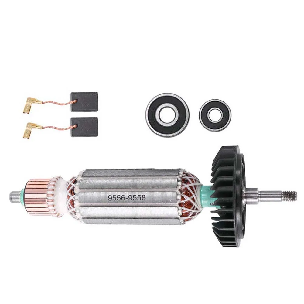 1set 220V-240V Anchor Rotor 2pcs Carbon Brushes With Bearings For 9557HN 9557NB 9558HN 9558NB 9556N Anchor 515613-9 Parts Kit