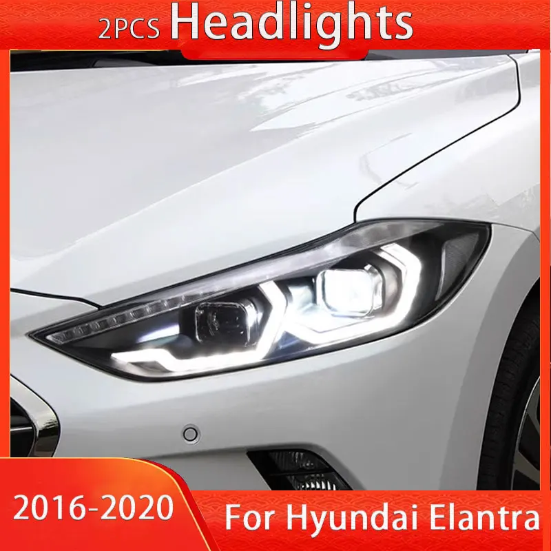 LED Headlight For Hyundai Elantra 2016-2020 LED Headlights DRL Dynamic Turn Signal Lamp Projector Lens Style Accessories