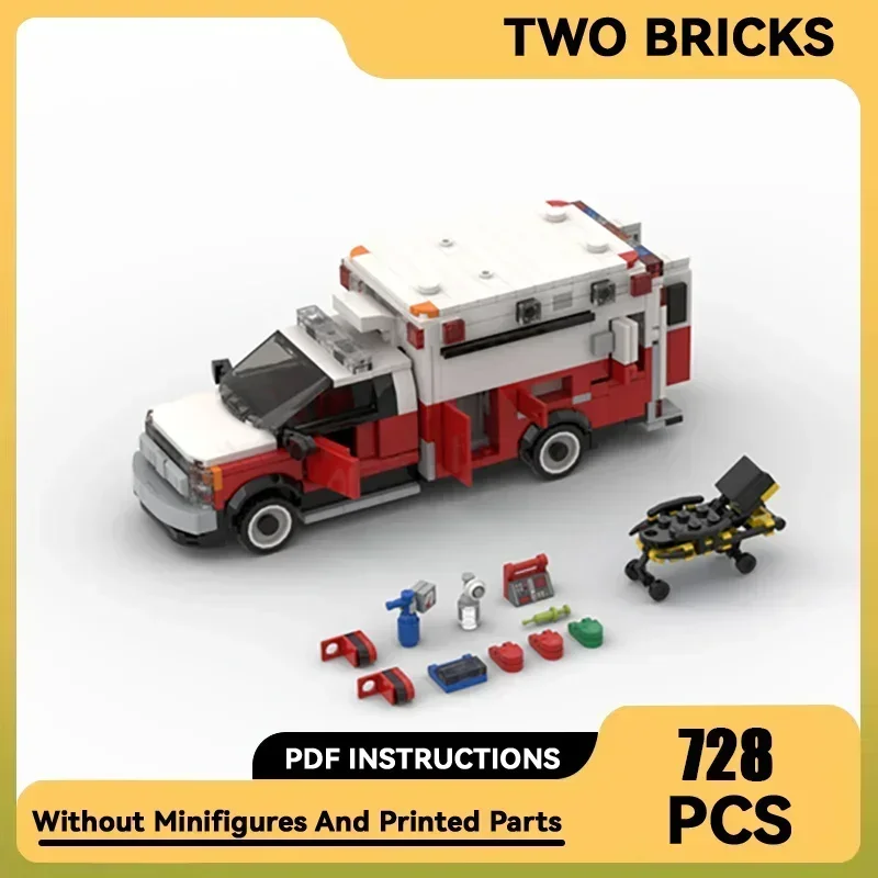 City Car Model Moc Building Bricks EMS New York Ambulance F-550 Technology Modular Blocks Gifts Christmas Toys DIY Sets Assembly