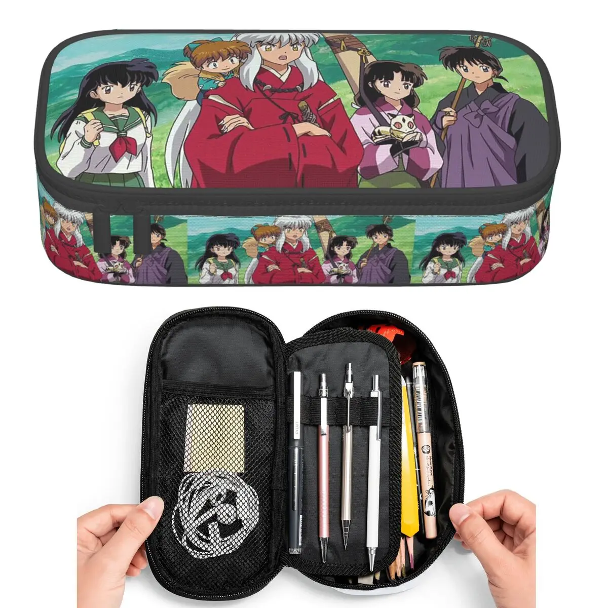 Estuches para lápices de Inuyasha Anime Kagome Higurashi, caja para lápices para estudiantes, bolsa para lápices de gran capacidad, estuche para lápices, soporte para bolígrafos