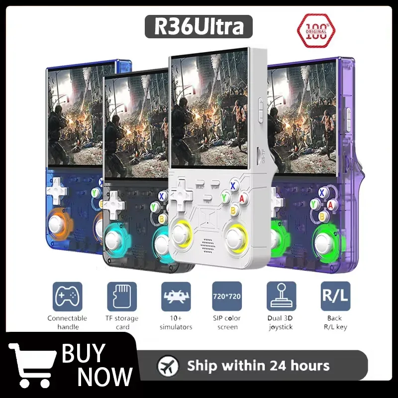 R36 Ultra Console Portable Retro Game 4‘’ IPS Screen Handheld Game Players Emulator Pocket Video Player 64G/128G 20000+ Games