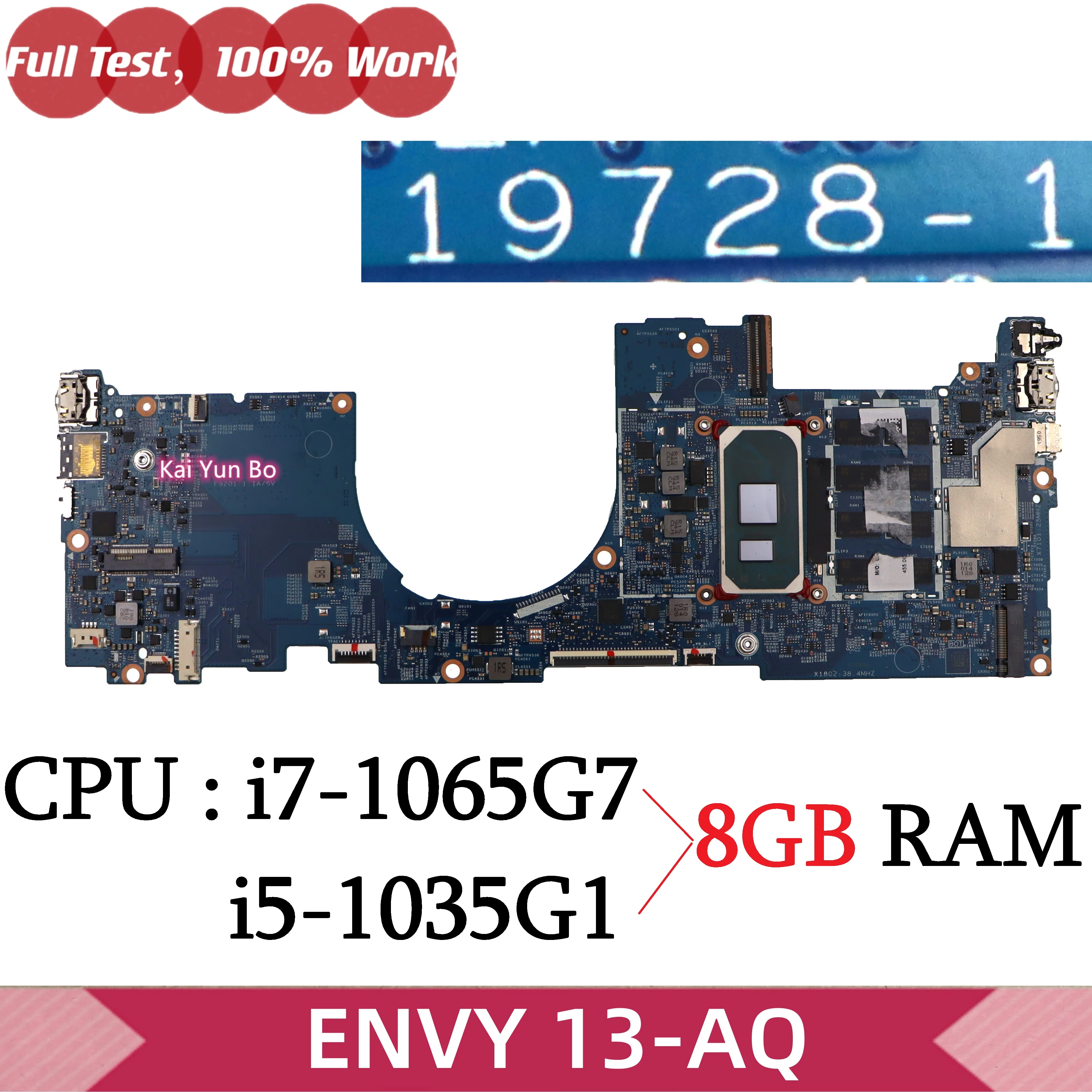 Notebook para hp envy 13-aq placa-mãe do portátil 19728-1 L70927-601 L70926-601 w I7-1065G7 ou I5-1035G1 cpu com 8gb ram mainboard