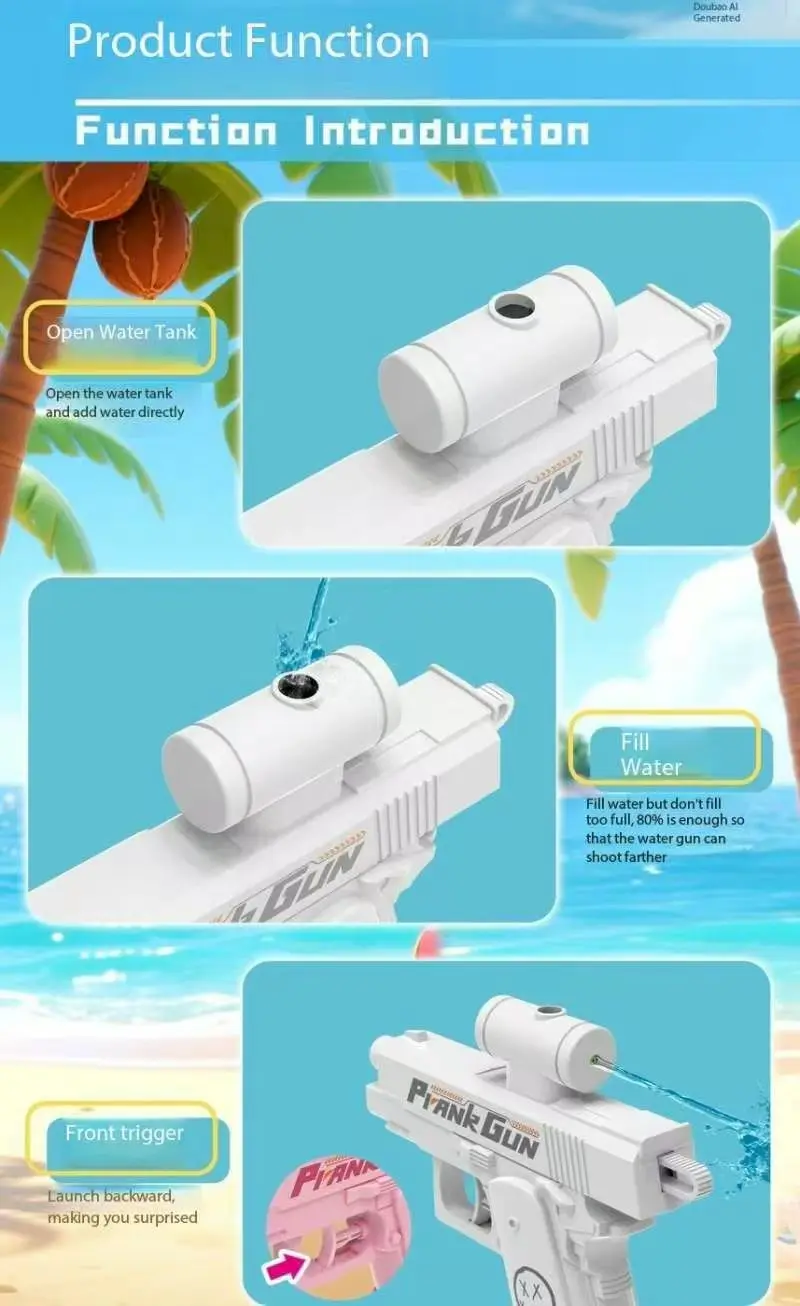 2-weg omgekeerd waterpistool - zomerstrandspeelgoed, mini-spatspray voor kinderen, watergevecht buiten, grapcadeau
