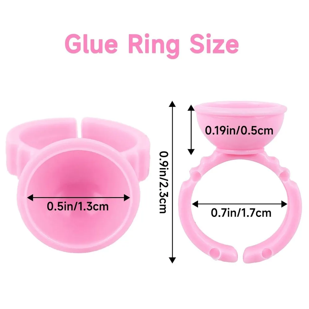 100PCS Pink Disposable Plastic Nail Art Rings Holders for Eyelash Extensions and Adhesive Pigment (Pack of 1)