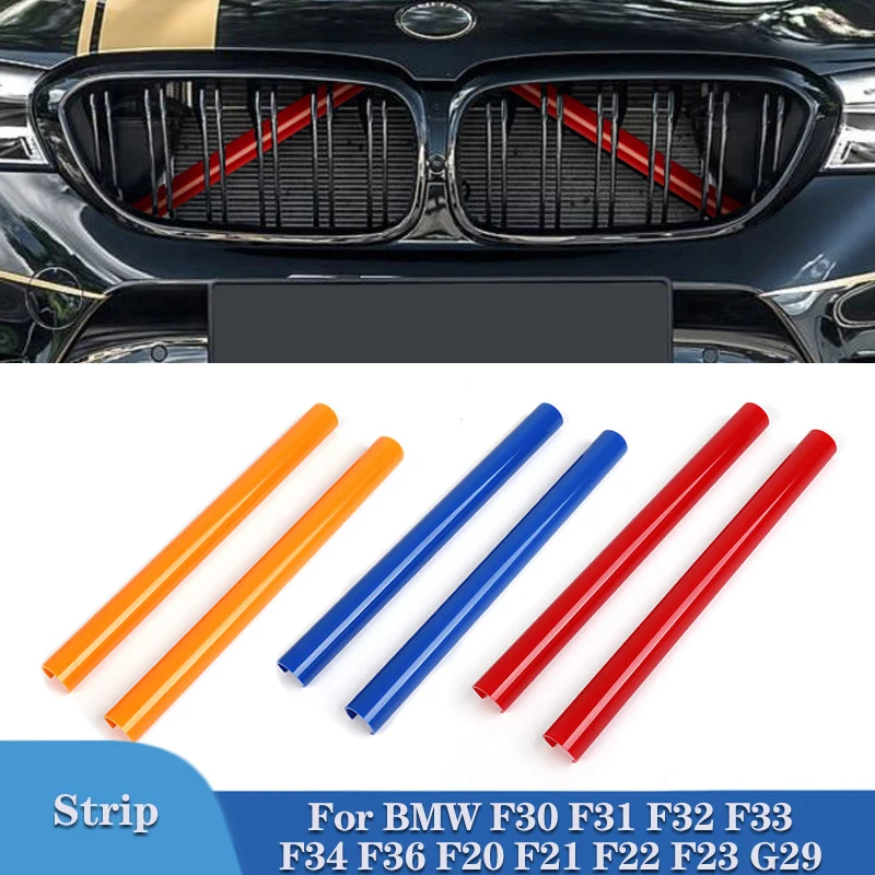 A Pair Car Front Grille Trim Strips For BMW F30 F31 F32 F33 F34 F36 F20 F21 F22 F23 G29 Car Sport Styling Decoration Accessories