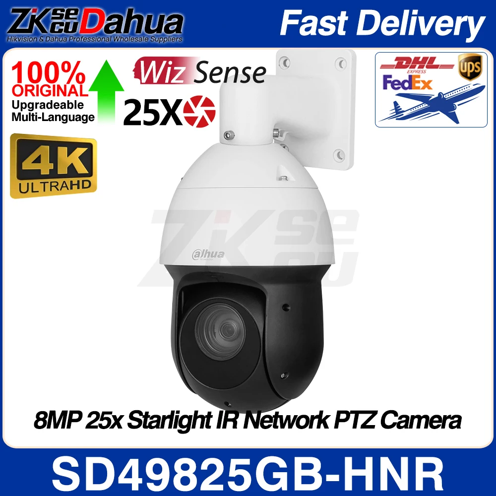 

Dahua SD49825GB-HNR 8MP 4K 25X Starlight WizSense PTZ POE IP Camera Speed Dome Auto Tracking IVS Face Detect SMD IR 100M SD Slot